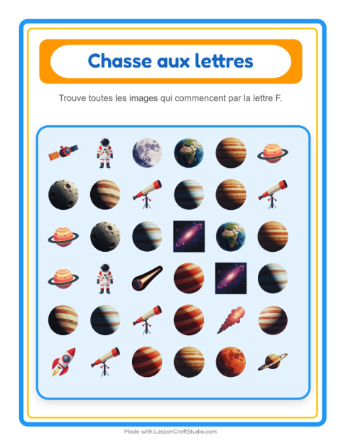 Aperçu de la fiche Trouve Et Compte avec Espace pour École maternelle (petite/moyenne section, 3-5 ans)