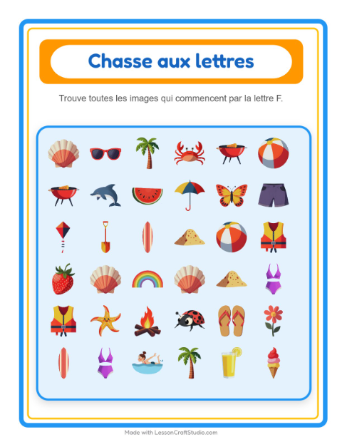 Aperçu de la fiche Trouve Et Compte avec Été pour École maternelle (petite/moyenne section, 3-5 ans)
