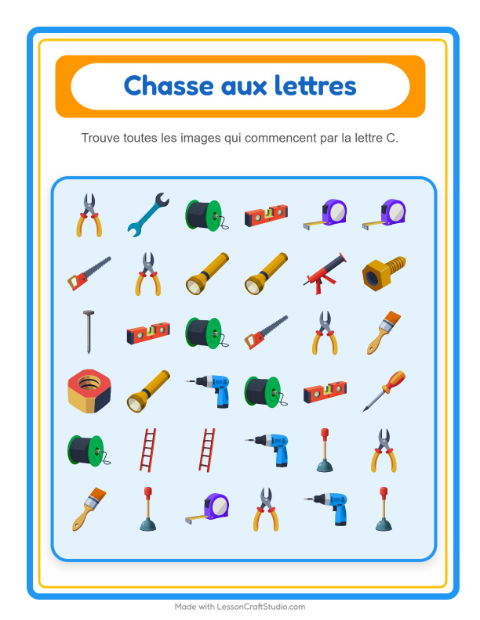 Aperçu de la fiche Trouve Et Compte avec Outils pour École maternelle (petite/moyenne section, 3-5 ans)