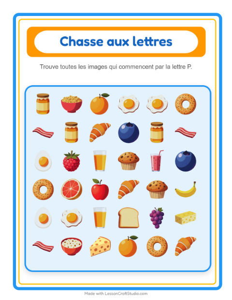 Aperçu de la fiche Trouve Et Compte avec Petit-déjeuner pour École maternelle (petite/moyenne section, 3-5 ans)