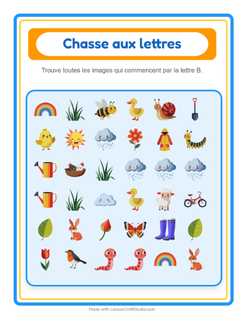 Aperçu de la fiche Trouve Et Compte avec Printemps pour École maternelle (petite/moyenne section, 3-5 ans)