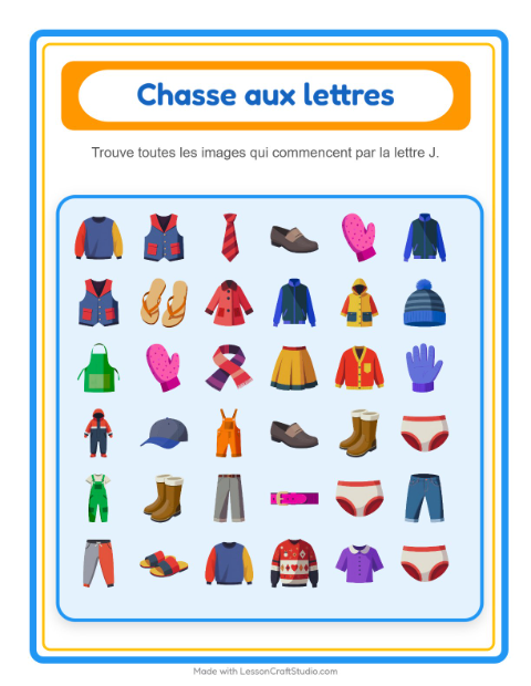 Aperçu de la fiche Trouve Et Compte avec Vêtements pour École maternelle (petite/moyenne section, 3-5 ans)