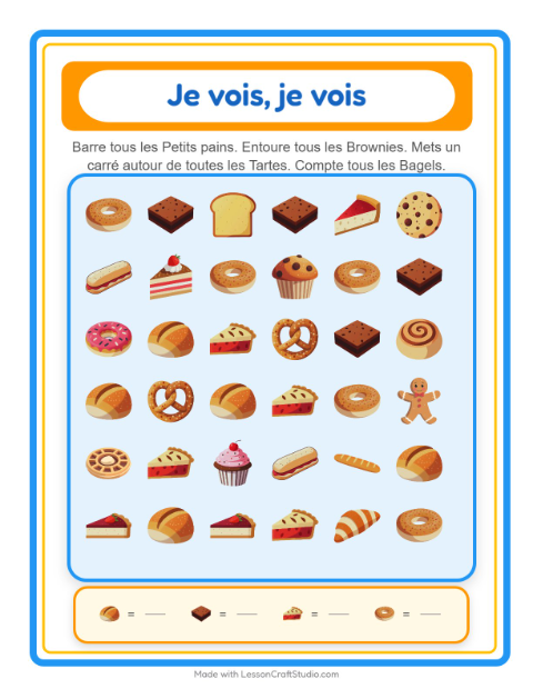 Aperçu de la fiche Trouve Et Compte avec Boulangerie pour École maternelle (petite/moyenne section, 3-5 ans)