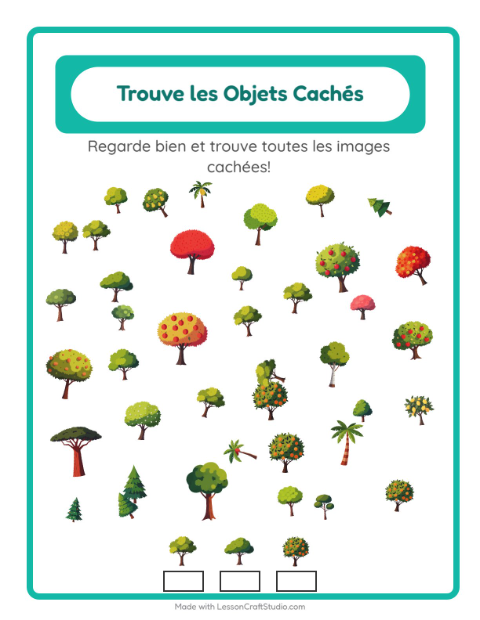 Aperçu de la fiche Trouve Les Objets avec Arbres pour École maternelle (grande section, 5-7 ans)