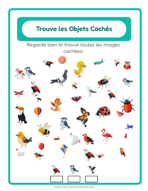 Aperçu de la fiche Trouve Les Objets avec Choses qui volent pour École maternelle (grande section, 5-7 ans)
