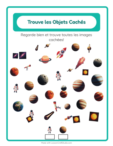 Aperçu de la fiche Trouve Les Objets avec Espace pour École maternelle (grande section, 5-7 ans)