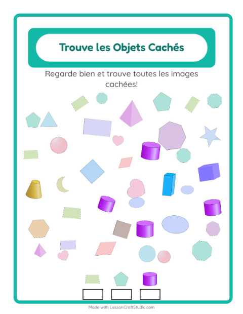 Aperçu de la fiche Trouve Les Objets avec Formes pour École maternelle (grande section, 5-7 ans)