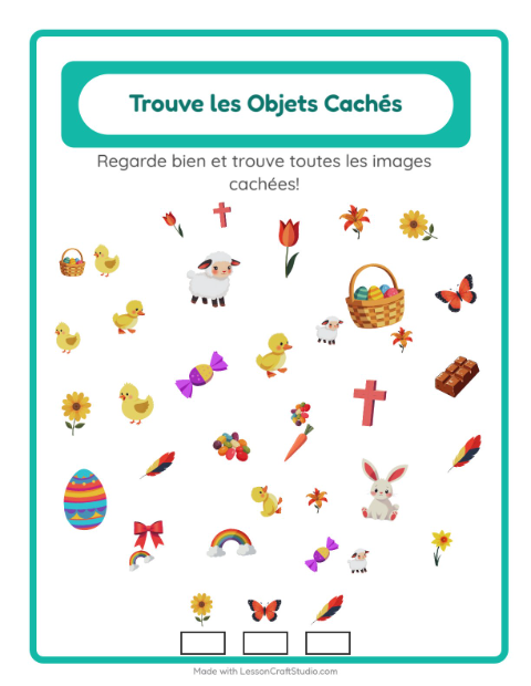 Aperçu de la fiche Trouve Les Objets avec Pâques pour École maternelle (grande section, 5-7 ans)