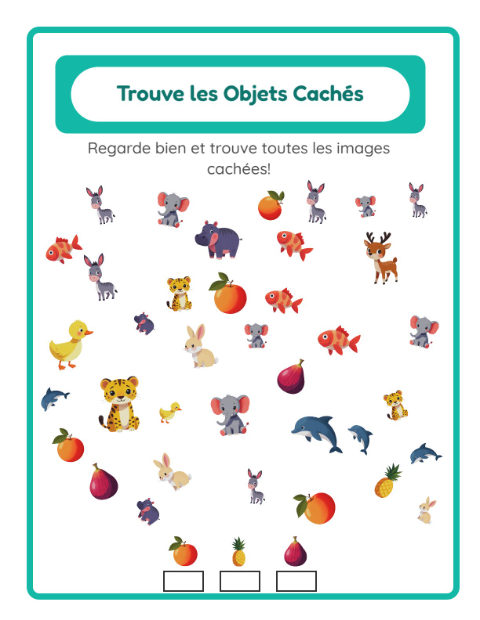 Aperçu de la fiche Trouve Les Objets pour École maternelle (grande section, 5-7 ans)