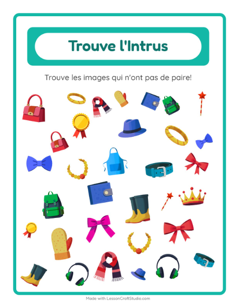 Aperçu de la fiche Trouve Les Objets avec Accessoires pour École maternelle (grande section, 5-7 ans)
