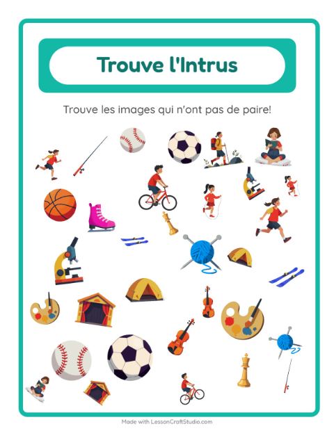 Aperçu de la fiche Trouve Les Objets avec Activités pour École maternelle (grande section, 5-7 ans)