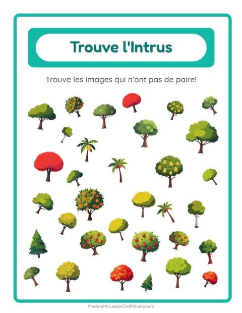 Aperçu de la fiche Trouve Les Objets avec Arbres pour École maternelle (grande section, 5-7 ans)
