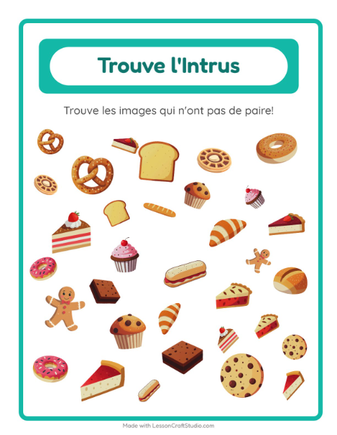 Aperçu de la fiche Trouve Les Objets avec Boulangerie pour École maternelle (grande section, 5-7 ans)