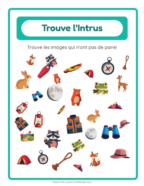 Aperçu de la fiche Trouve Les Objets avec Camping pour École maternelle (grande section, 5-7 ans)