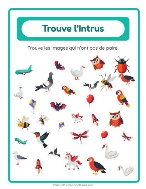 Aperçu de la fiche Trouve Les Objets avec Choses qui volent pour École maternelle (grande section, 5-7 ans)