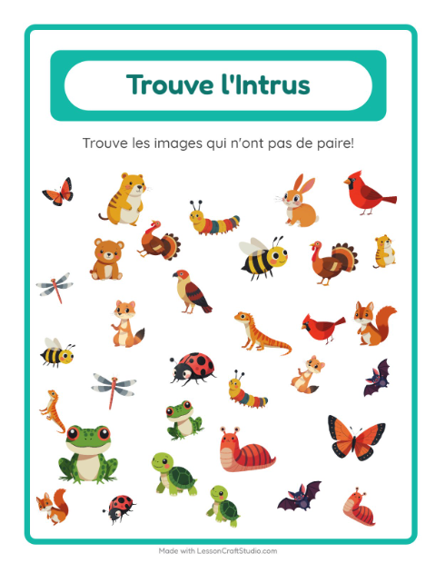 Aperçu de la fiche Trouve Les Objets avec Créatures de la forêt pour École maternelle (grande section, 5-7 ans)