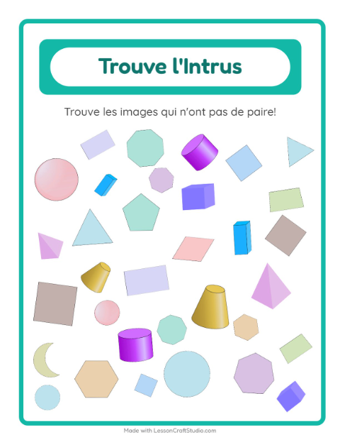 Aperçu de la fiche Trouve Les Objets avec Formes pour École maternelle (grande section, 5-7 ans)