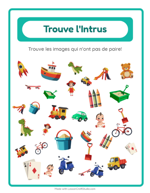 Aperçu de la fiche Trouve Les Objets avec Jouets pour École maternelle (grande section, 5-7 ans)