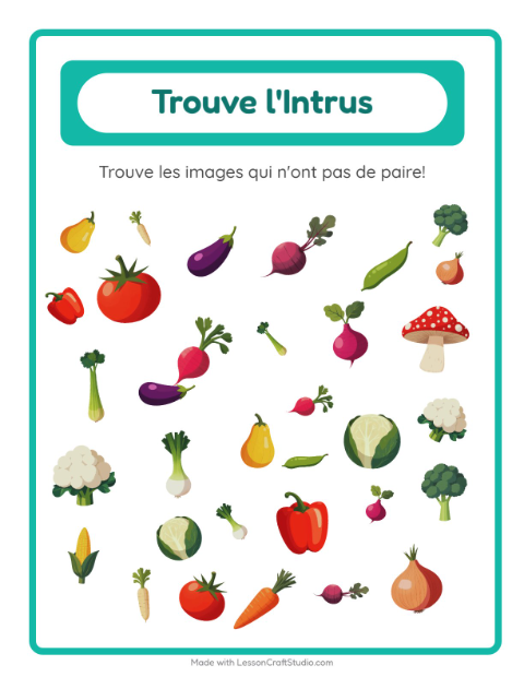 Aperçu de la fiche Trouve Les Objets avec Légumes pour École maternelle (grande section, 5-7 ans)