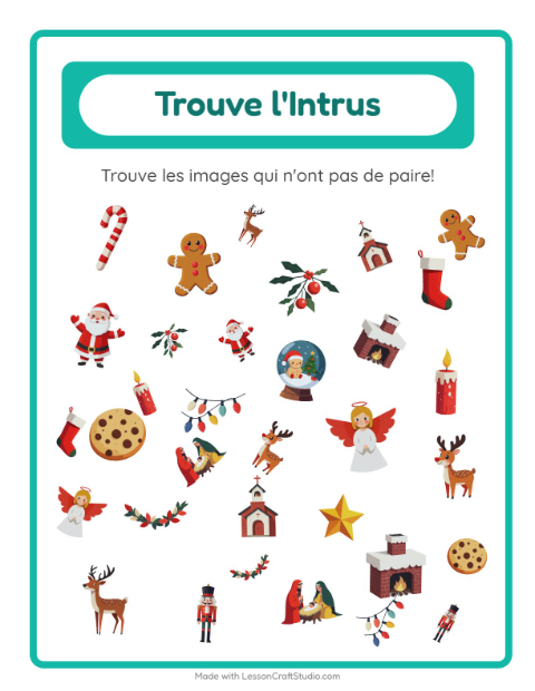 Aperçu de la fiche Trouve Les Objets avec Noël pour École maternelle (grande section, 5-7 ans)