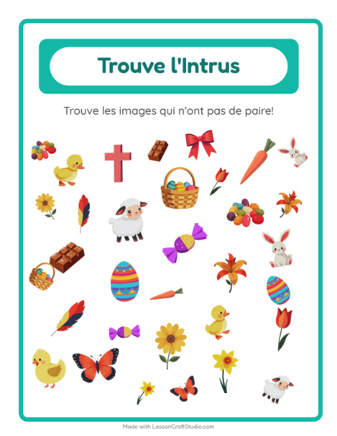 Aperçu de la fiche Trouve Les Objets avec Pâques pour École maternelle (grande section, 5-7 ans)