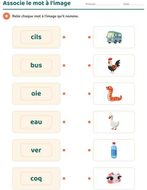 Aperçu de la fiche Vocabulaire en images pour École maternelle (grande section, 5-7 ans)