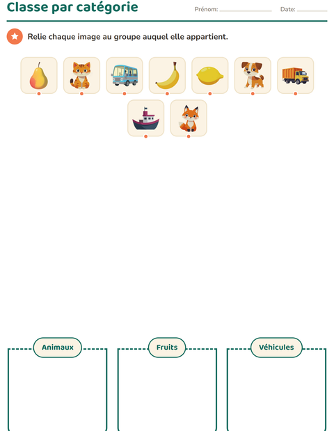 Aperçu de la fiche Vocabulaire en images pour École maternelle (grande section, 5-7 ans)
