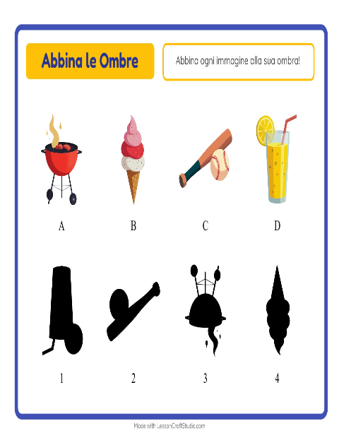 Anteprima della scheda di Abbina Le Ombre con 4 luglio per Scuola dell'infanzia (5-7 anni)
