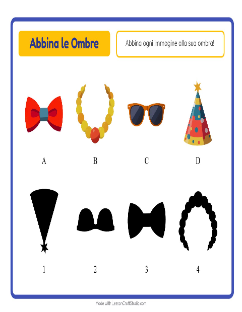 Anteprima della scheda di Abbina Le Ombre con Accessori per Scuola dell'infanzia (5-7 anni)
