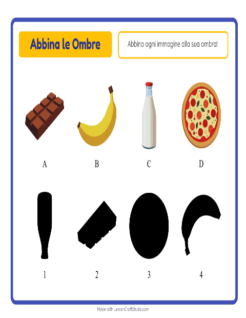 Anteprima della scheda di Abbina Le Ombre con Al supermercato per Scuola dell'infanzia (5-7 anni)