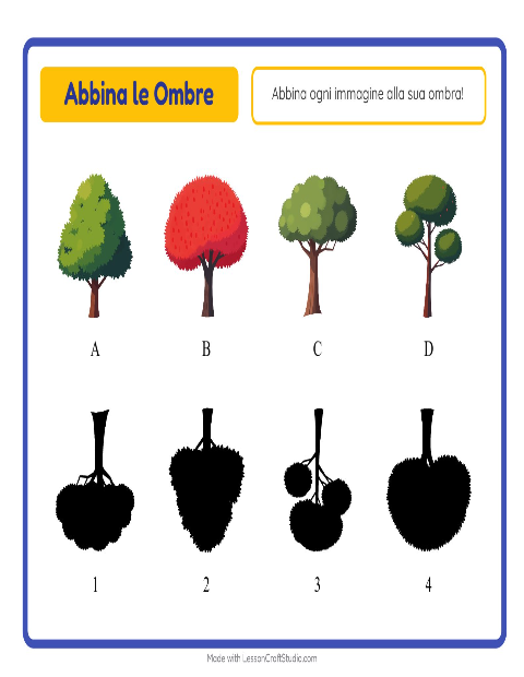 Anteprima della scheda di Abbina Le Ombre con Alberi per Scuola dell'infanzia (5-7 anni)