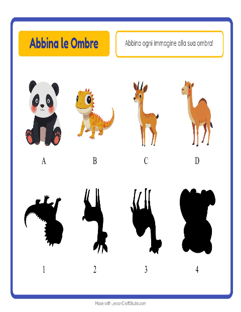 Abbina le ombre – Animali