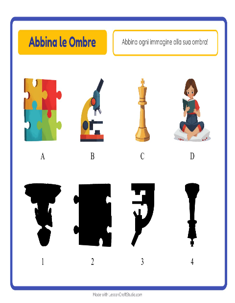 Anteprima della scheda di Abbina Le Ombre con Attività per Scuola dell'infanzia (5-7 anni)