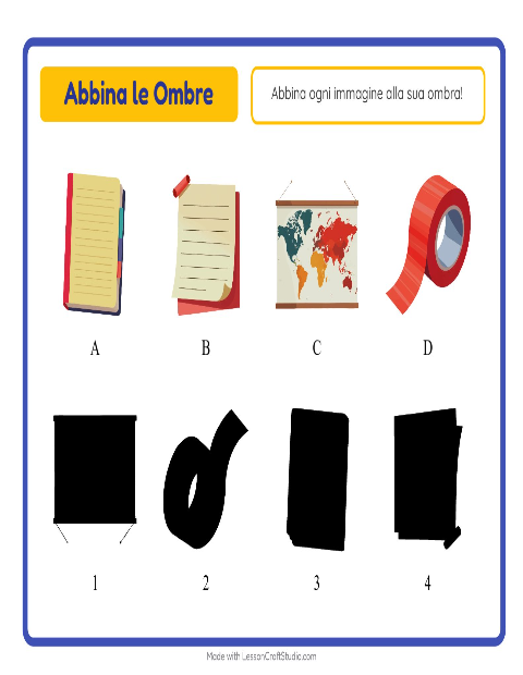 Anteprima della scheda di Abbina Le Ombre con Aula per Scuola dell'infanzia (5-7 anni)