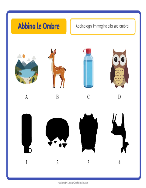 Anteprima della scheda di Abbina Le Ombre con Campeggio per Scuola dell'infanzia (5-7 anni)