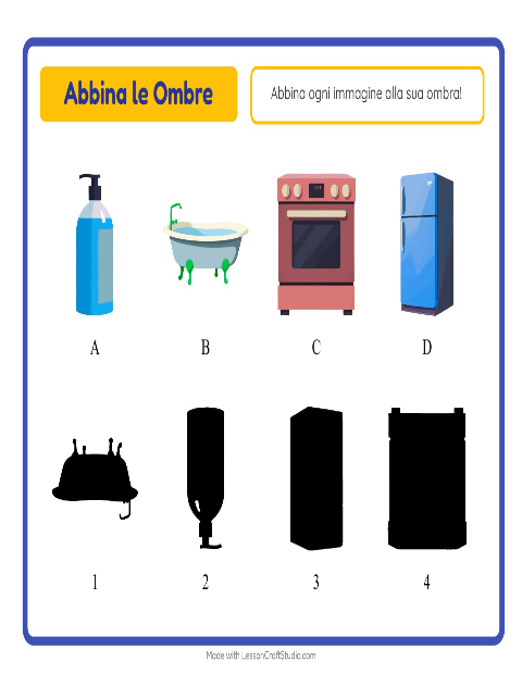 Anteprima della scheda di Abbina Le Ombre con In giro per casa per Scuola dell'infanzia (5-7 anni)