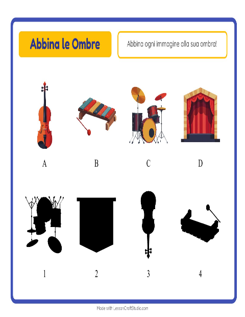 Anteprima della scheda di Abbina Le Ombre con Musica per Scuola dell'infanzia (5-7 anni)