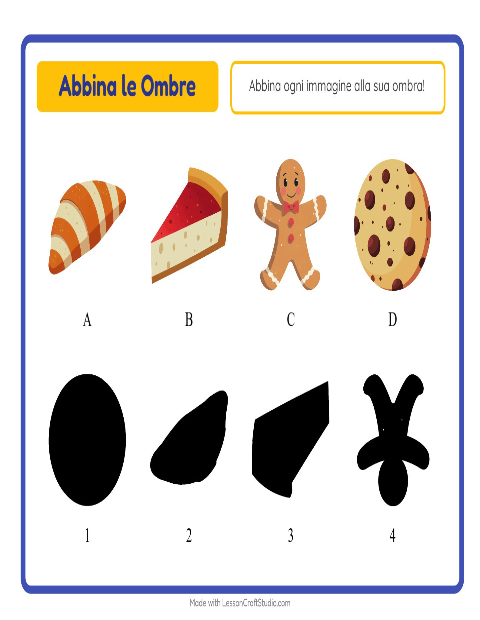 Anteprima della scheda di Abbina Le Ombre con Panetteria per Scuola dell'infanzia (5-7 anni)