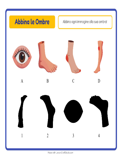 Abbina le ombre – Parti del corpo