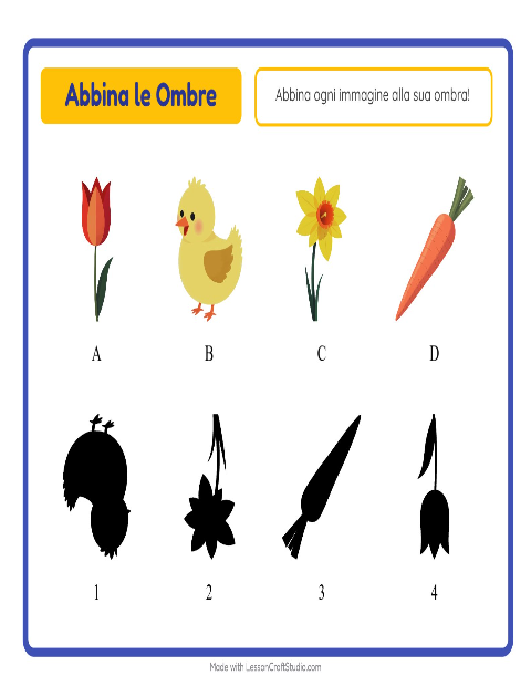 Anteprima della scheda di Abbina Le Ombre con Pasqua per Scuola dell'infanzia (5-7 anni)