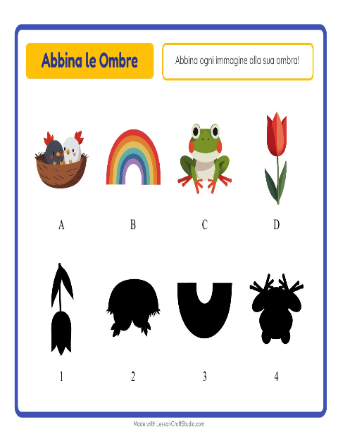 Anteprima della scheda di Abbina Le Ombre con Primavera per Scuola dell'infanzia (5-7 anni)