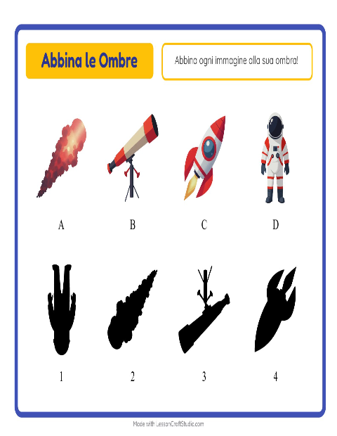 Anteprima della scheda di Abbina Le Ombre con Spazio per Scuola dell'infanzia (5-7 anni)