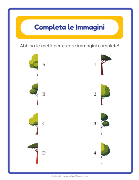 Anteprima della scheda di Abbina Le Ombre con Alberi per Scuola dell'infanzia (5-7 anni)