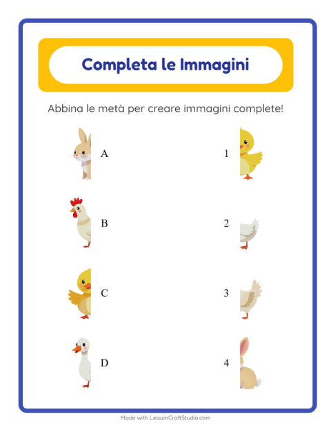 Anteprima della scheda di Abbina Le Ombre con Animali della fattoria per Scuola dell'infanzia (5-7 anni)