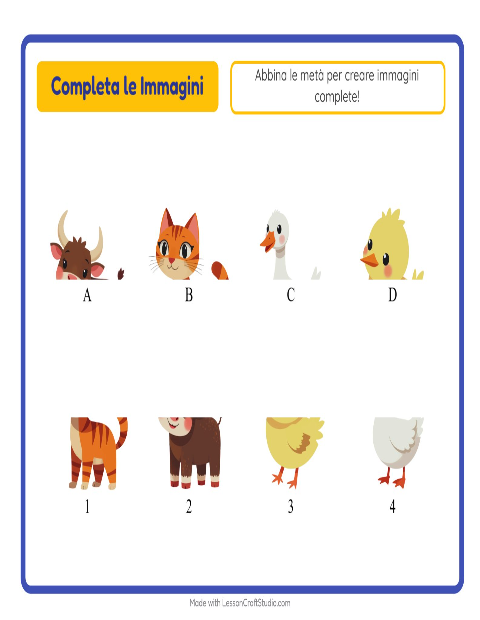 Anteprima della scheda di Abbina Le Ombre con Animali della fattoria per Scuola dell'infanzia (5-7 anni)
