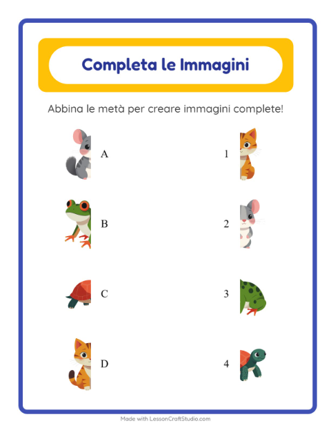 Anteprima della scheda di Abbina Le Ombre con Animali domestici per Scuola dell'infanzia (5-7 anni)