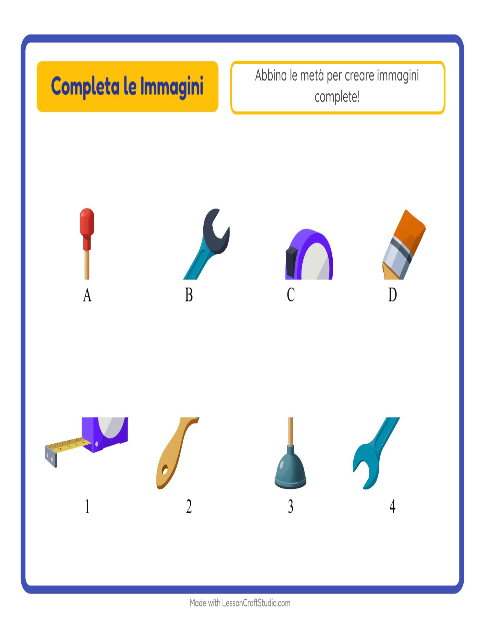 Anteprima della scheda di Abbina Le Ombre con Attrezzi per Scuola dell'infanzia (5-7 anni)