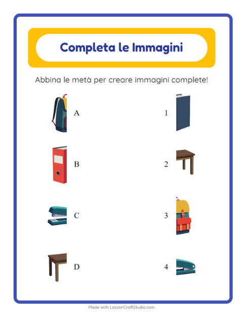 Anteprima della scheda di Abbina Le Ombre con Aula per Scuola dell'infanzia (5-7 anni)