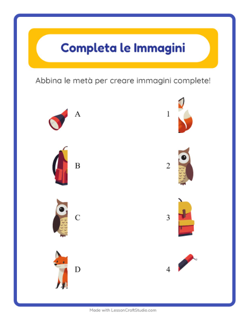 Anteprima della scheda di Abbina Le Ombre con Campeggio per Scuola dell'infanzia (5-7 anni)