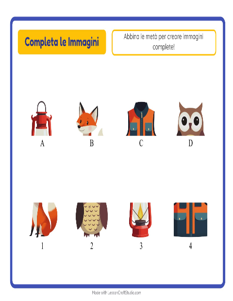 Anteprima della scheda di Abbina Le Ombre con Campeggio per Scuola dell'infanzia (5-7 anni)